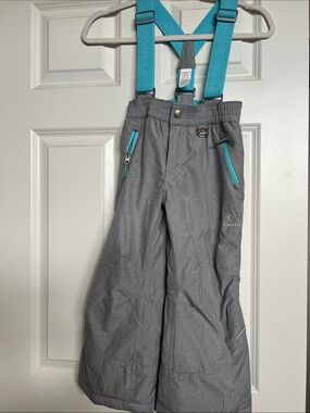 Gerry Weber Kids Gray Snow Overalls with Teal Suspenders